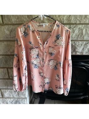 *5 for $45* Daily Thread peasant sleeve pink floral top size XS